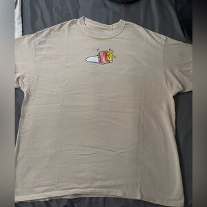 Sanrio Beige Short Sleeve Tee with Gudetama Cartoon